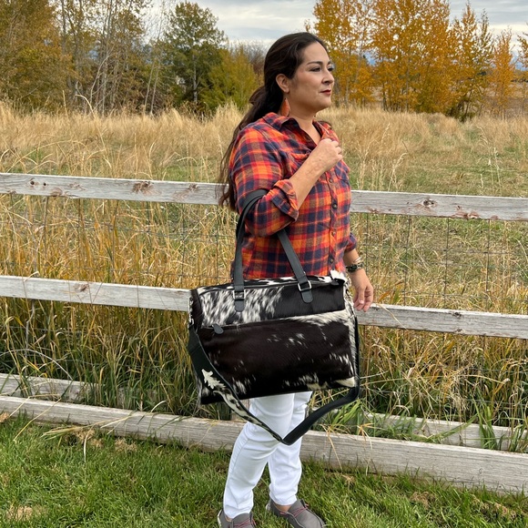 Handbags - New🎁Genuine🔥Black White Leather Cowhide Diaper Nappy luxury Bag Tote weekender